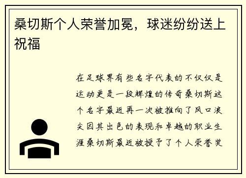 桑切斯个人荣誉加冕，球迷纷纷送上祝福